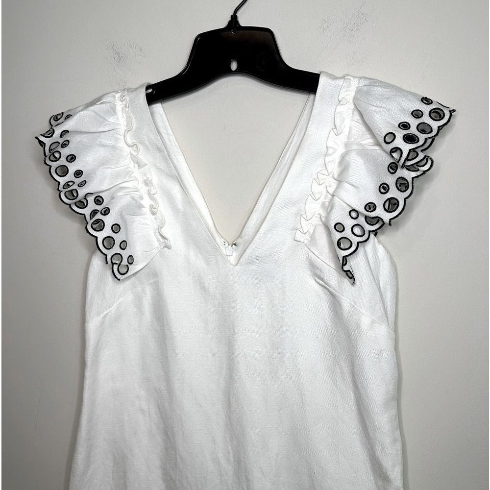 J. Crew Collection White Eyelet Flutter Sleeve Linen
Sheath Dress Size 2 - Picture 6 of 15
